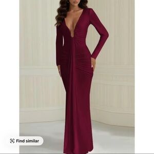 Elegant Burgundy Long Sleeve Dress